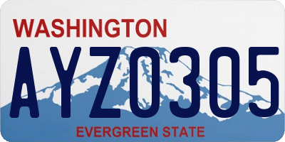 WA license plate AYZ0305