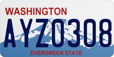 WA license plate AYZ0308