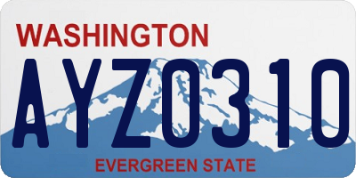 WA license plate AYZ0310