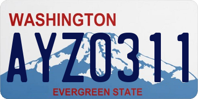 WA license plate AYZ0311