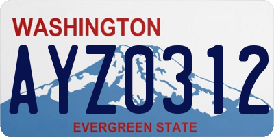 WA license plate AYZ0312