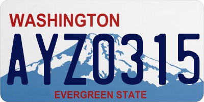 WA license plate AYZ0315