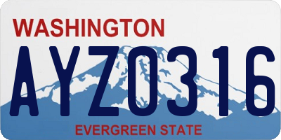 WA license plate AYZ0316