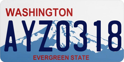 WA license plate AYZ0318