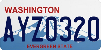 WA license plate AYZ0320