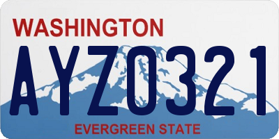 WA license plate AYZ0321