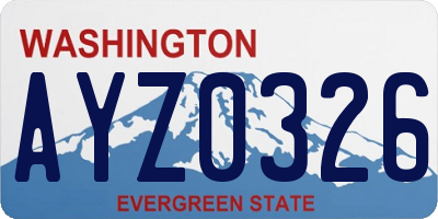 WA license plate AYZ0326