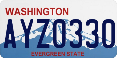 WA license plate AYZ0330