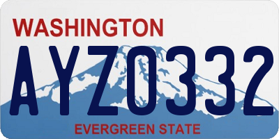 WA license plate AYZ0332