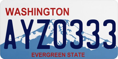 WA license plate AYZ0333