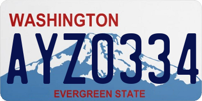 WA license plate AYZ0334