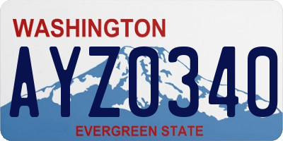 WA license plate AYZ0340