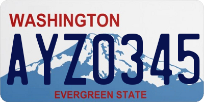 WA license plate AYZ0345