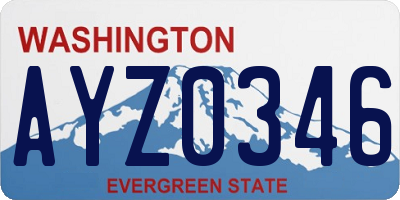 WA license plate AYZ0346