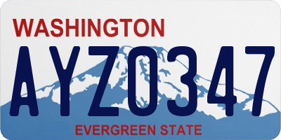 WA license plate AYZ0347