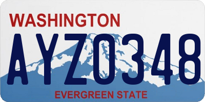 WA license plate AYZ0348