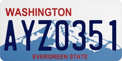 WA license plate AYZ0351