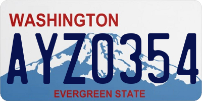 WA license plate AYZ0354