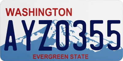 WA license plate AYZ0355