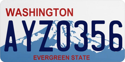 WA license plate AYZ0356