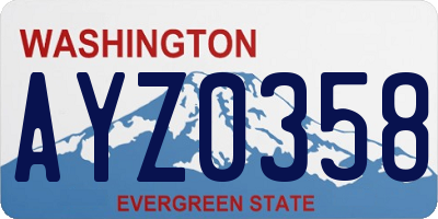 WA license plate AYZ0358