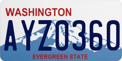 WA license plate AYZ0360