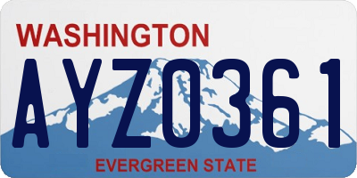 WA license plate AYZ0361