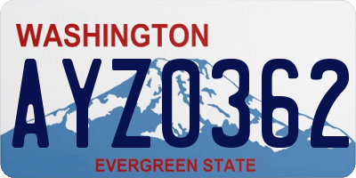 WA license plate AYZ0362