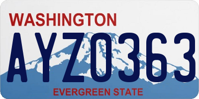 WA license plate AYZ0363