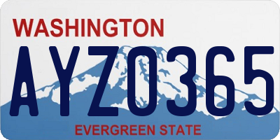 WA license plate AYZ0365