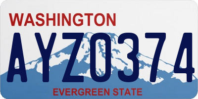 WA license plate AYZ0374