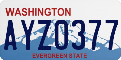 WA license plate AYZ0377