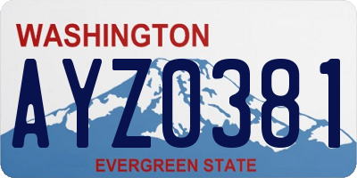 WA license plate AYZ0381