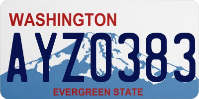 WA license plate AYZ0383