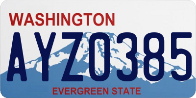 WA license plate AYZ0385