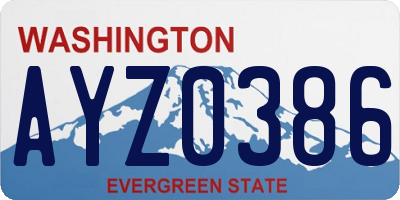 WA license plate AYZ0386