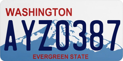 WA license plate AYZ0387