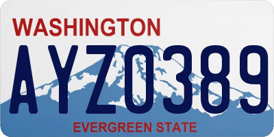 WA license plate AYZ0389