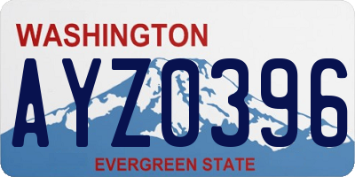 WA license plate AYZ0396