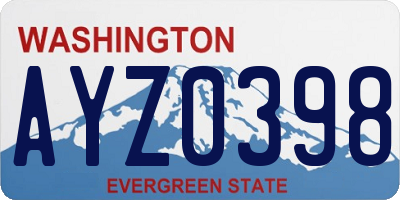 WA license plate AYZ0398