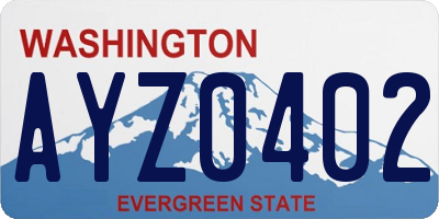 WA license plate AYZ0402