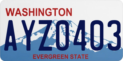 WA license plate AYZ0403