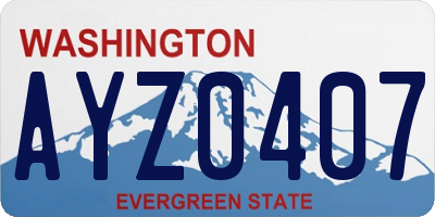 WA license plate AYZ0407