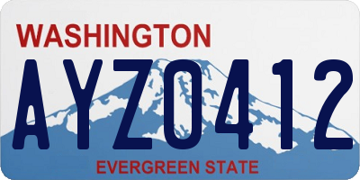 WA license plate AYZ0412