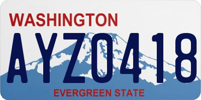 WA license plate AYZ0418