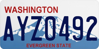 WA license plate AYZ0492