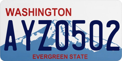 WA license plate AYZ0502