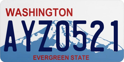 WA license plate AYZ0521