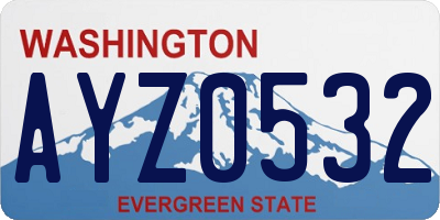 WA license plate AYZ0532