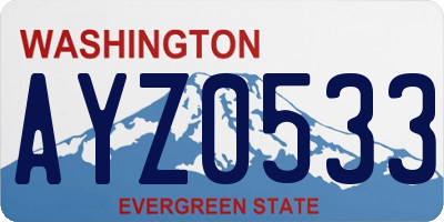 WA license plate AYZ0533